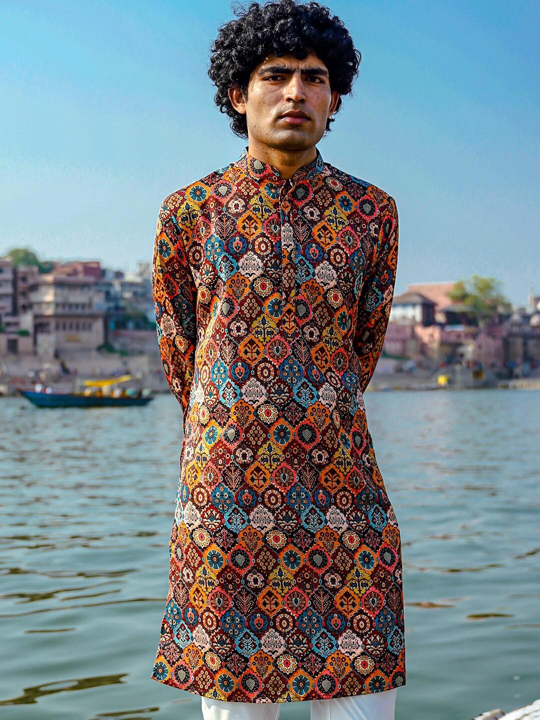

Be Desi Geometric Printed Modal Kurta, Maroon