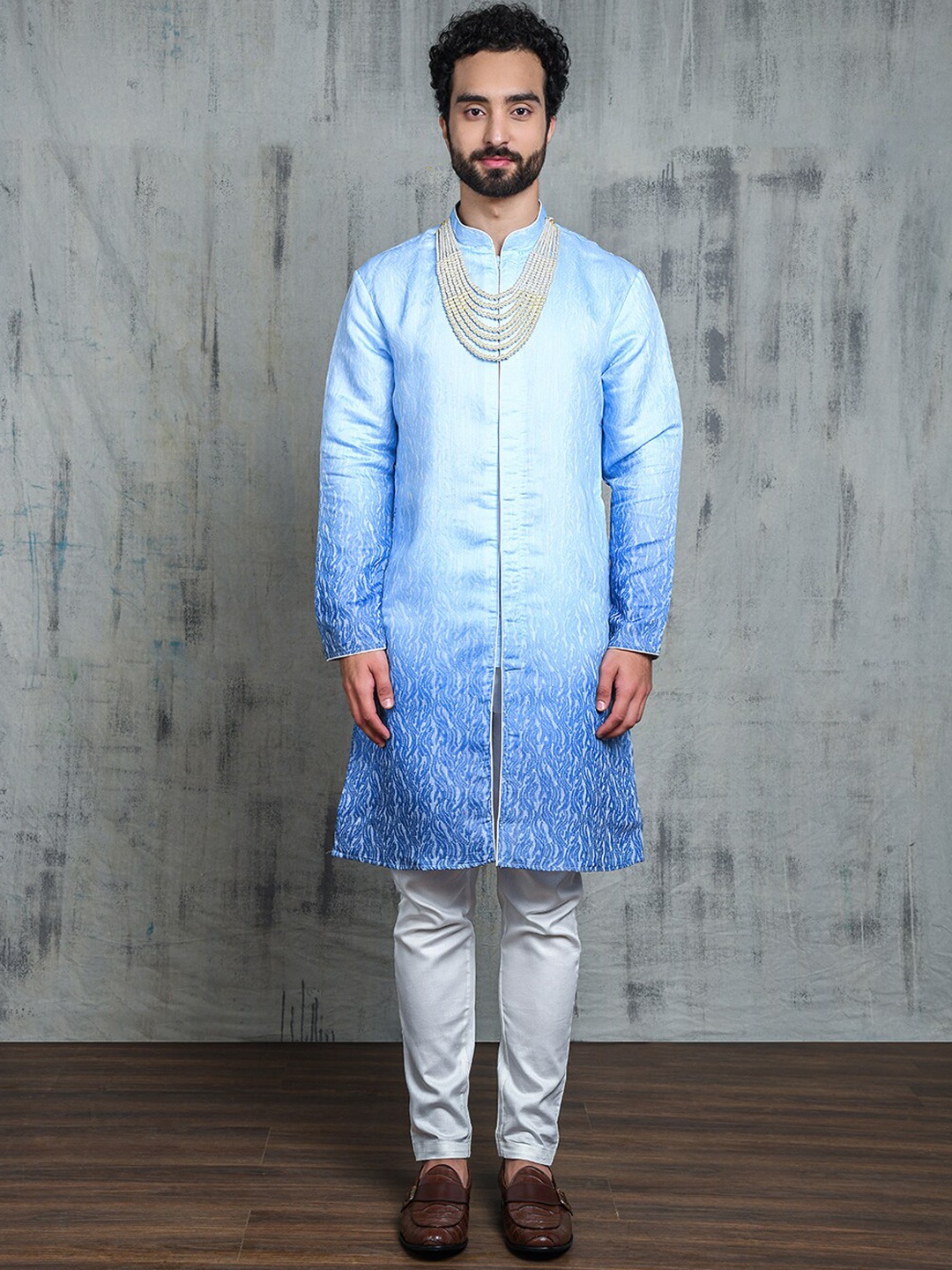 

Be Desi Abstract Printed Jacquard Straight Kurta, Blue