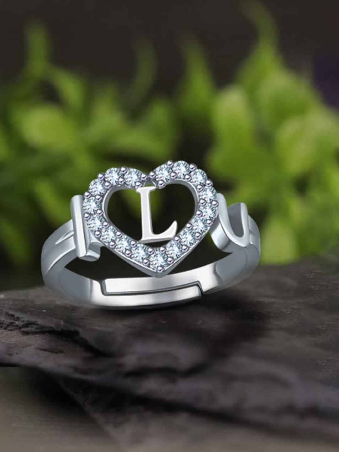 

MEENAZ Silver-Plated AD-Studded Adjustable Finger Ring