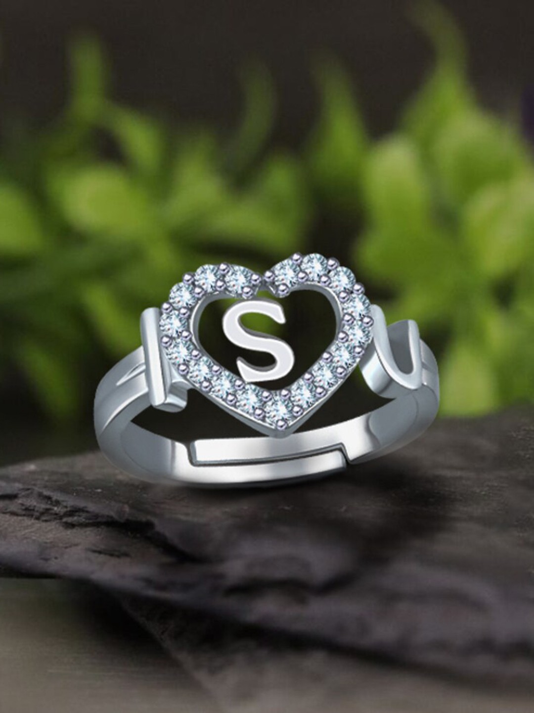

MEENAZ Silver-Plated AD-Studded Adjustable Finger Ring