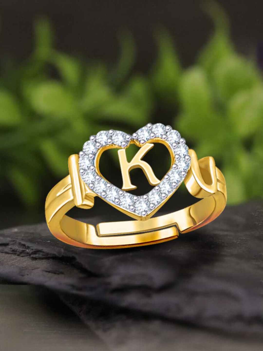 

MEENAZ Gold-Plated AD-Studded Adjustable Finger Ring