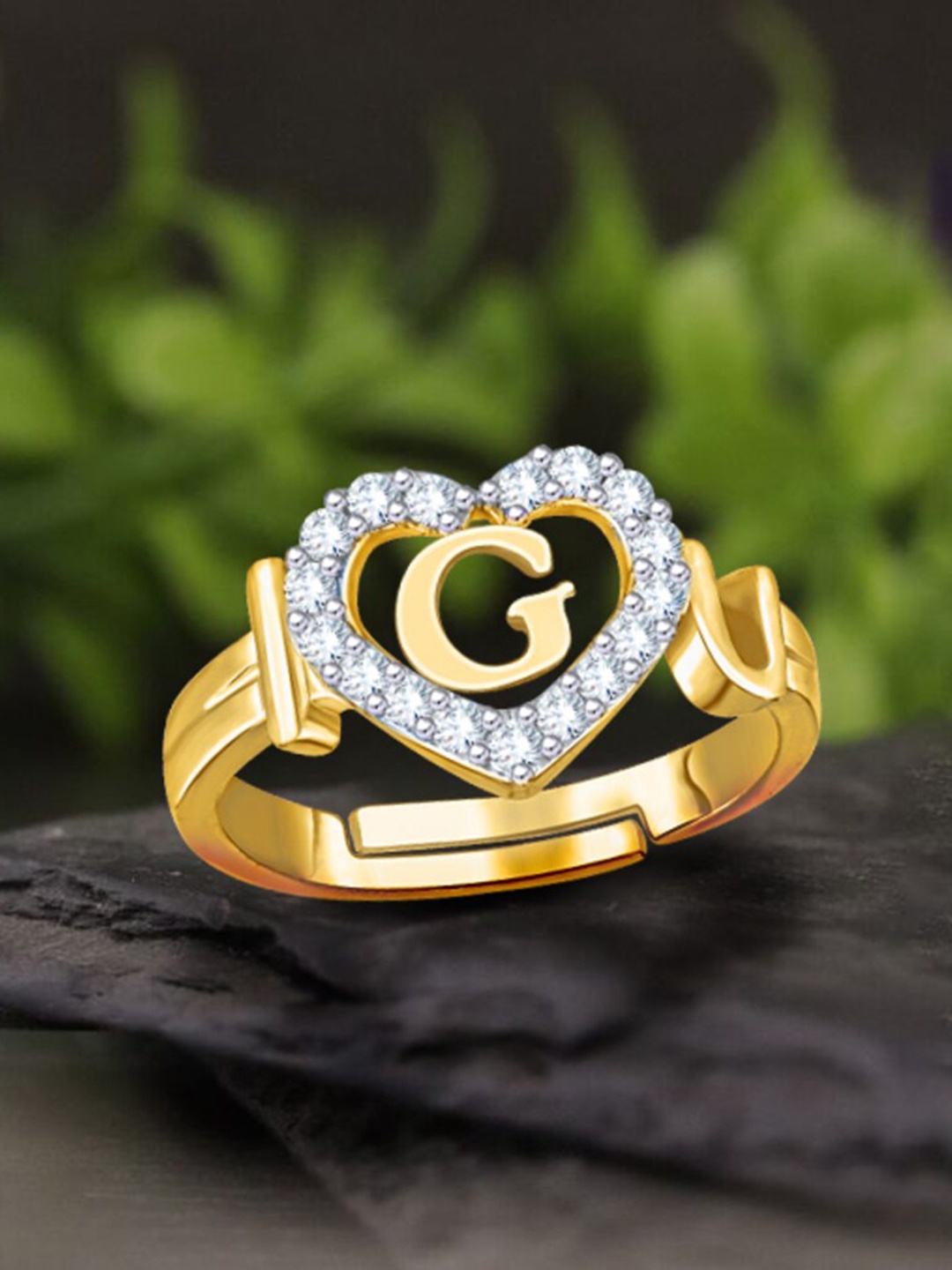 

MEENAZ Gold-Plated AD-Studded Adjustable Ring