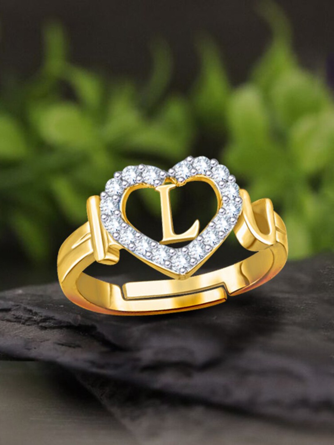

MEENAZ Gold-Plated AD-Studded Adjustable Finger Ring