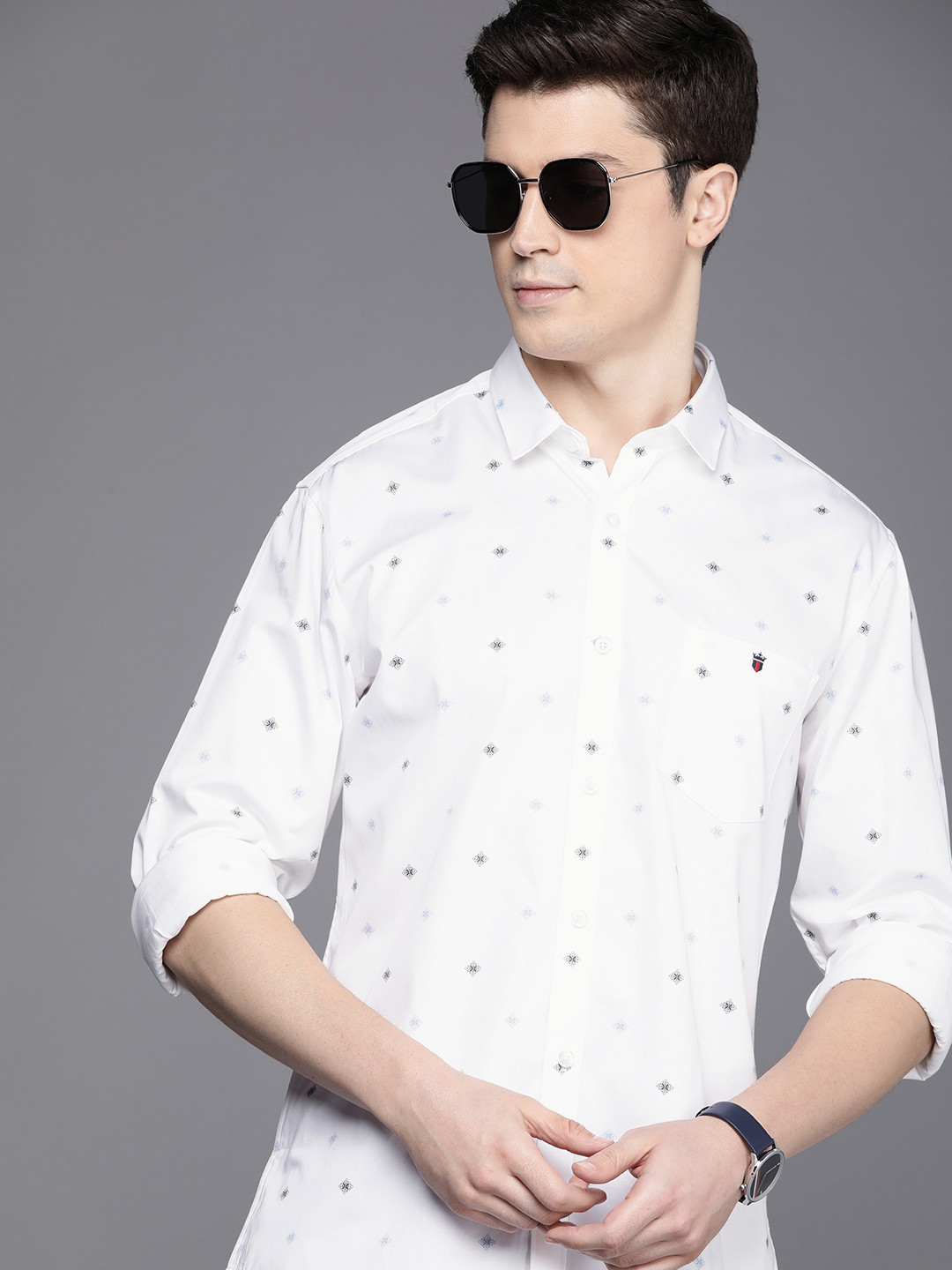 

Louis Philippe Jeans Men Slim Fit Opaque Printed Casual Shirt, White