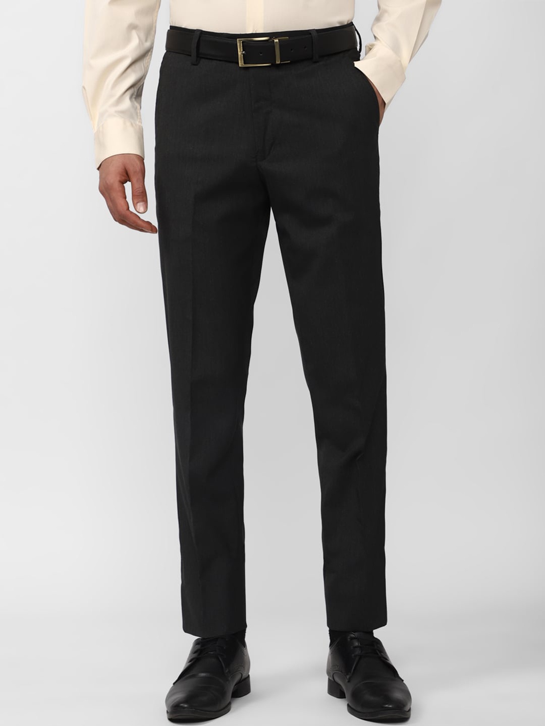 

Peter England Men Slim Fit Formal Trousers, Black