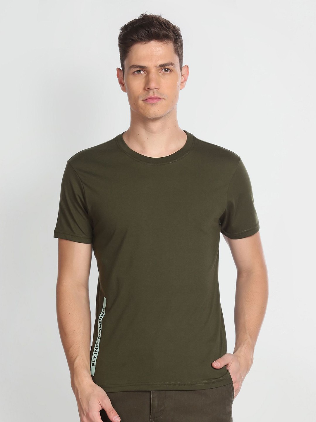

Flying Machine Men Green Polo Collar Pockets Slim Fit T-shirt