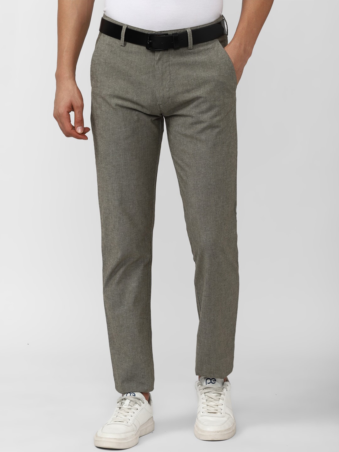 

Peter England Casuals Men Slim Fit Regular Trousers, Grey