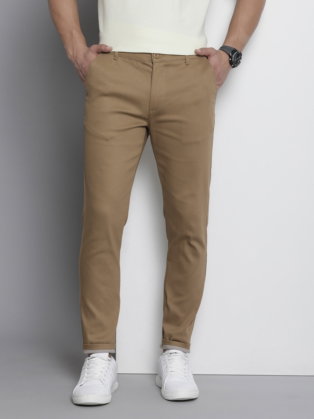 

The Indian Garage Co Men Slim Fit Chinos, Khaki