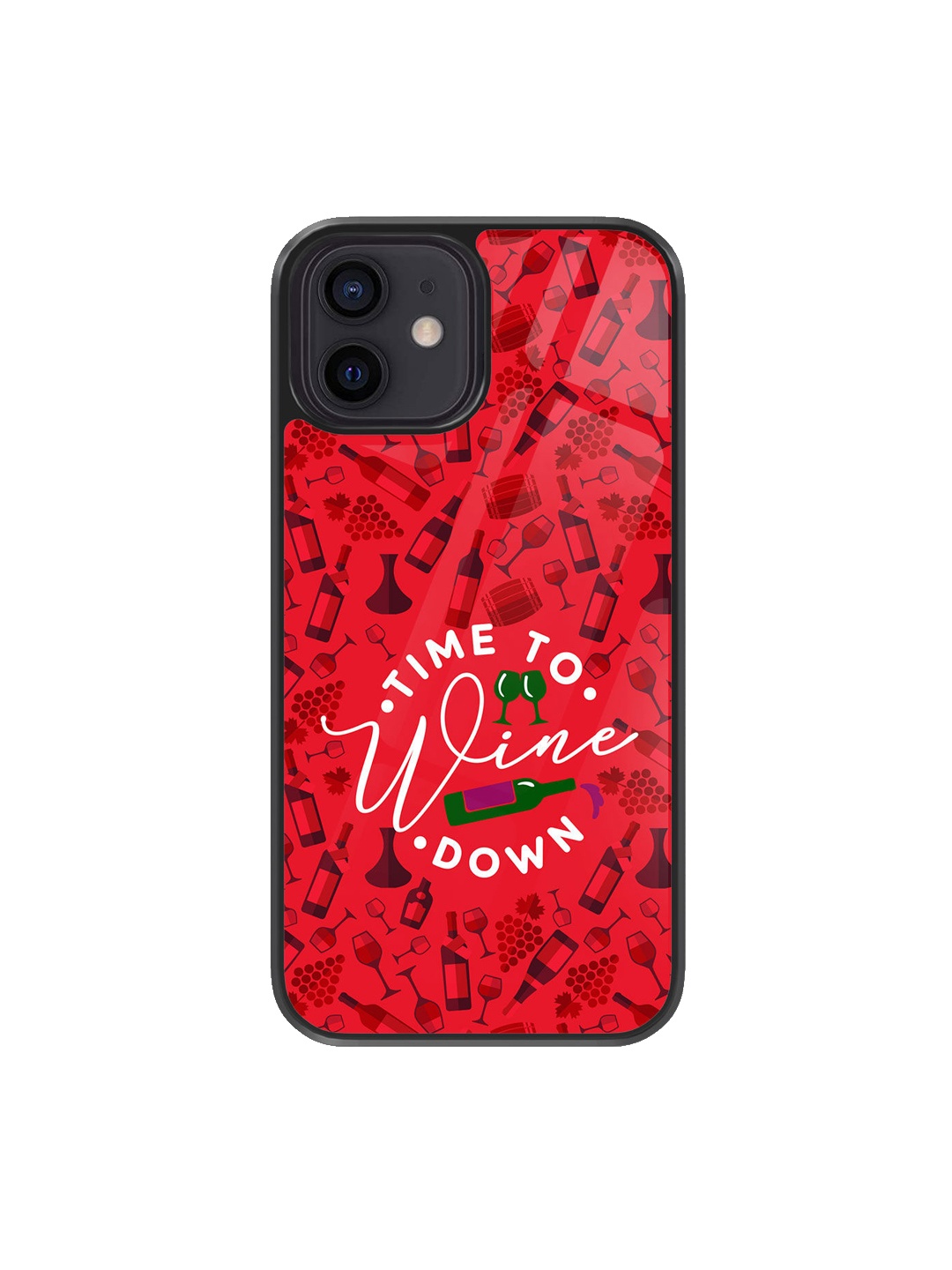 

macmerise iPhone 12 Time To Wine Down Design Back Case, Red