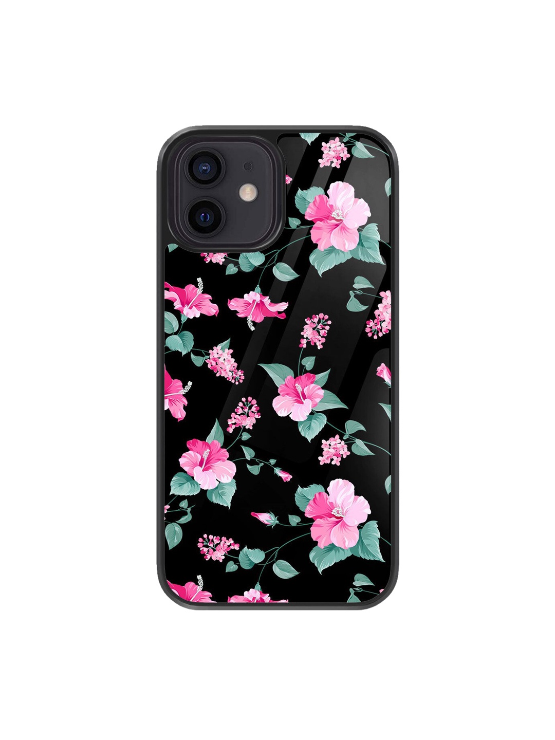 

macmerise iPhone 12 SK Hibiscus Blush Design Back Case, Black