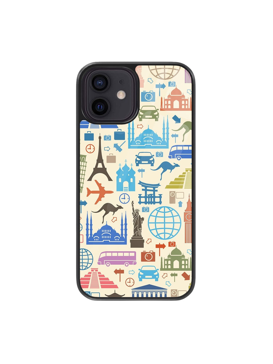 

macmerise iPhone 12 Travel Lover Design Back Case, Cream