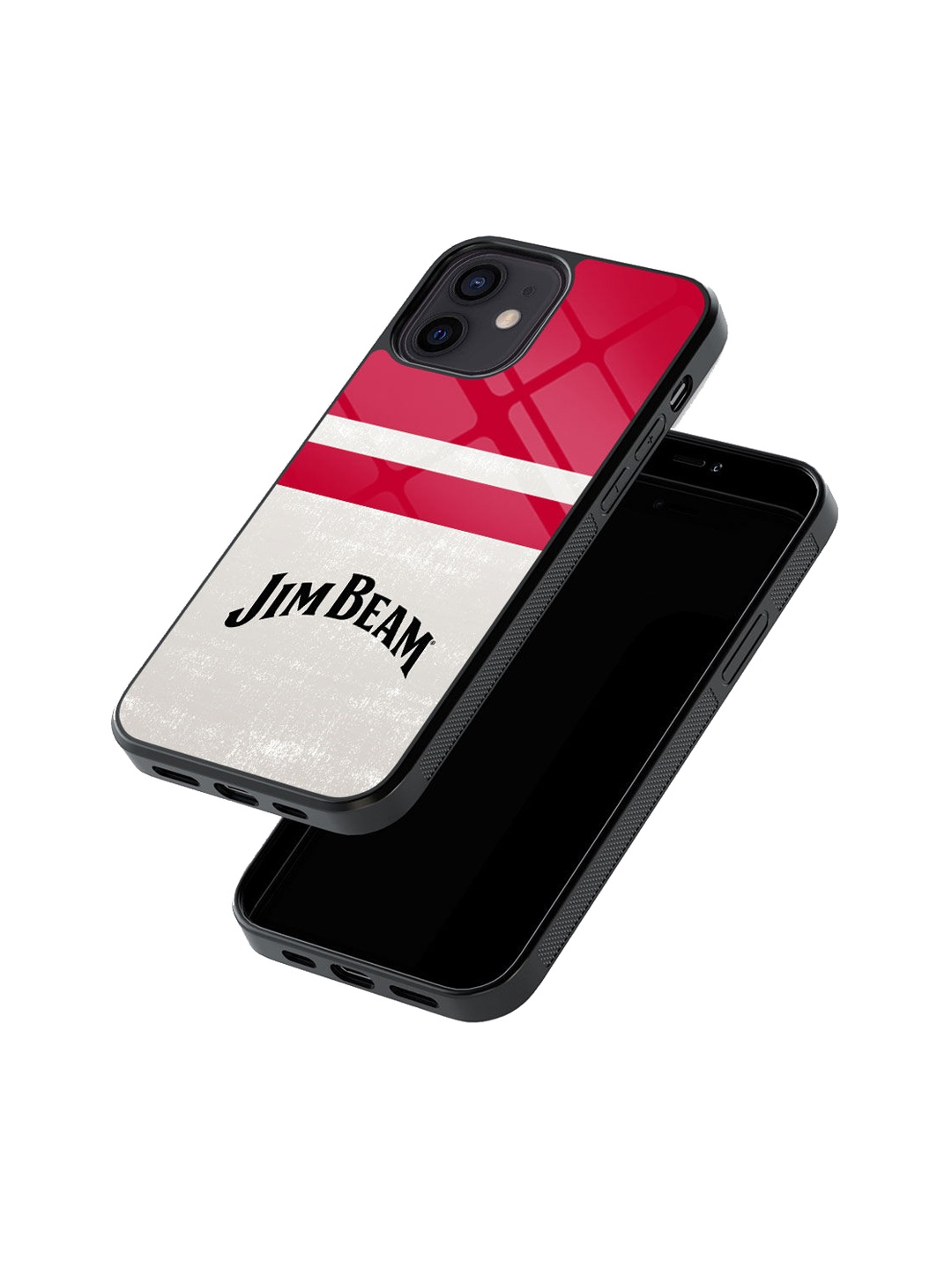 

macmerise Jim Beam Stripes Design iPhone 12 Back Case, Red