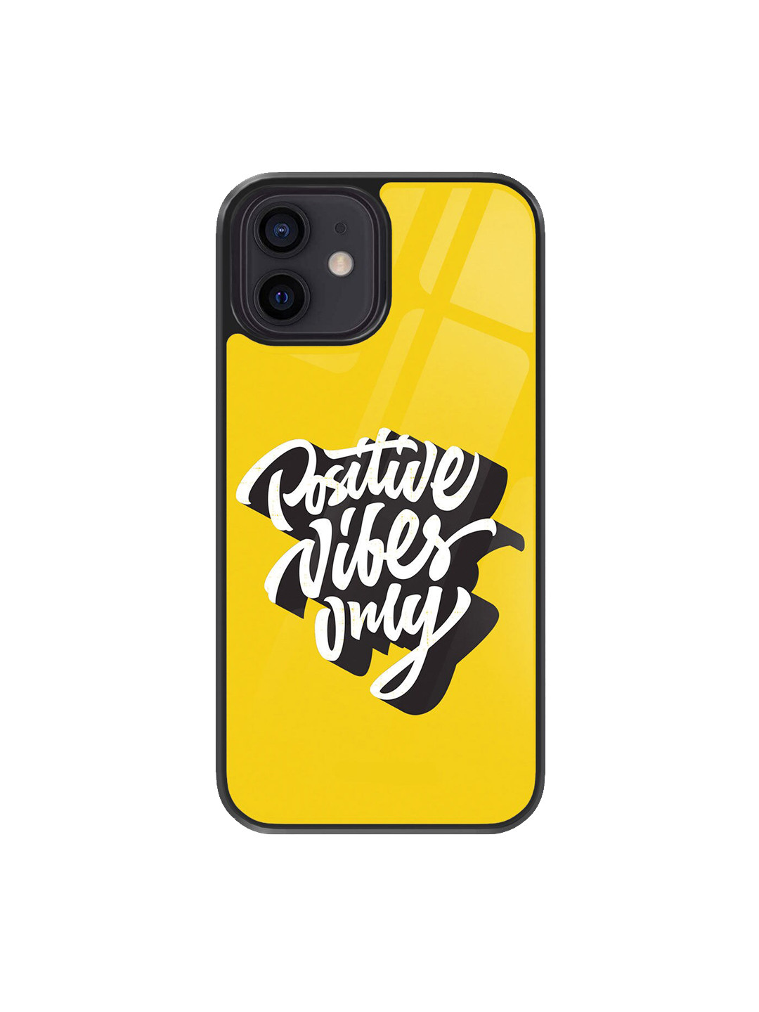

macmerise Positive Vibes Only Design iPhone 12 Back Case, Yellow