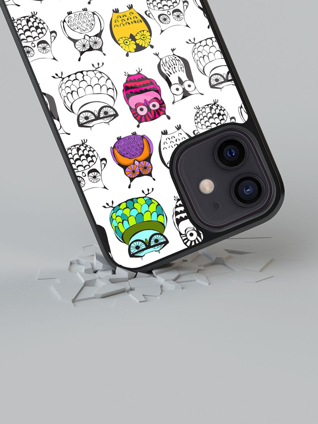 

macmerise Owl Art Design Printed iPhone 12 Back Case, White