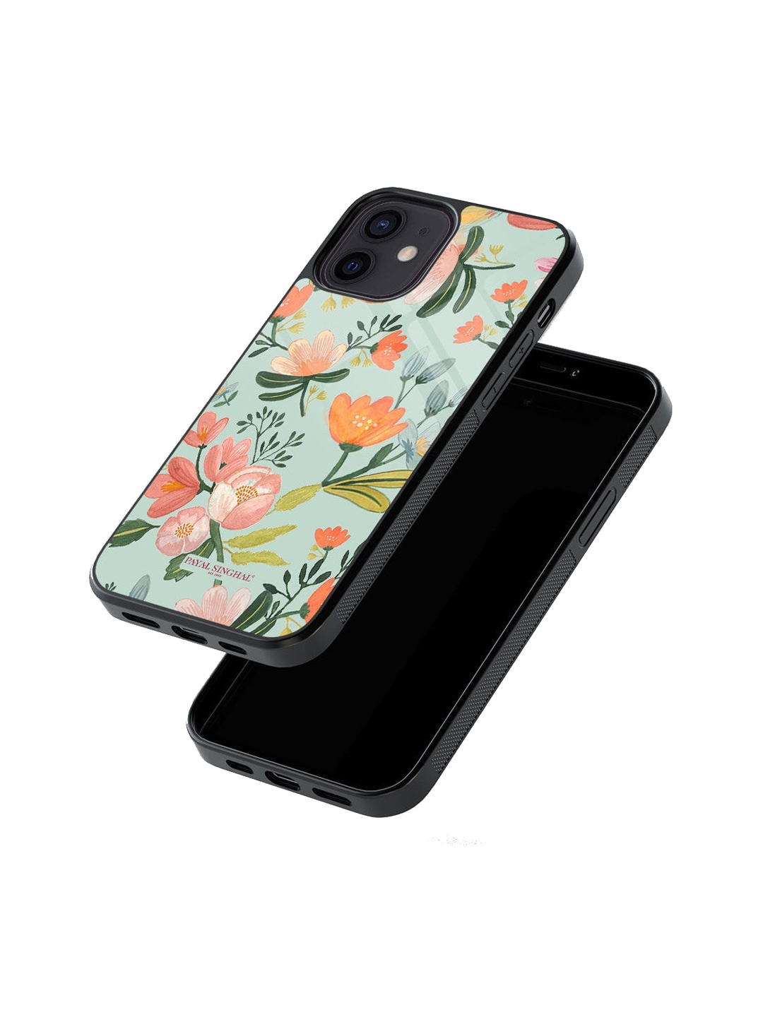 

macmerise Payal Singhal Aqua Flower Design Printed iPhone 12 Back Case, Blue