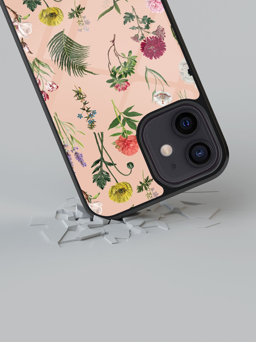 

macmerise Floral Printed iPhone 12 Back Case, Pink