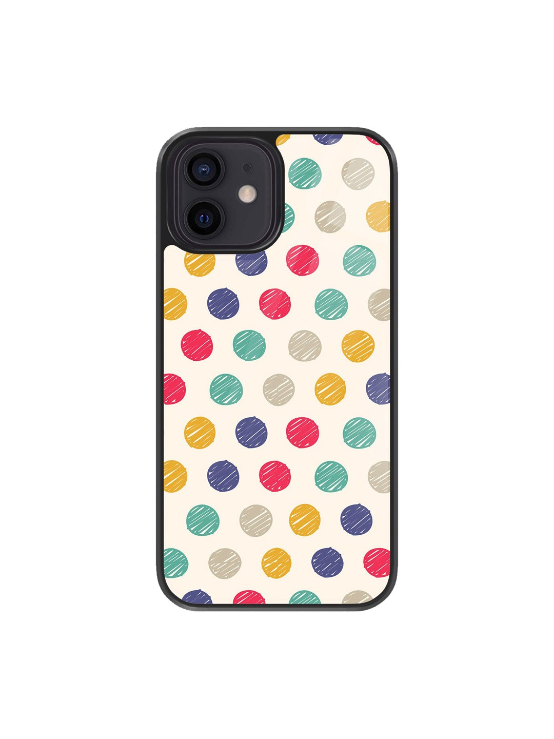 

macmerise Polka Dots Design iPhone 12 Back Case, White