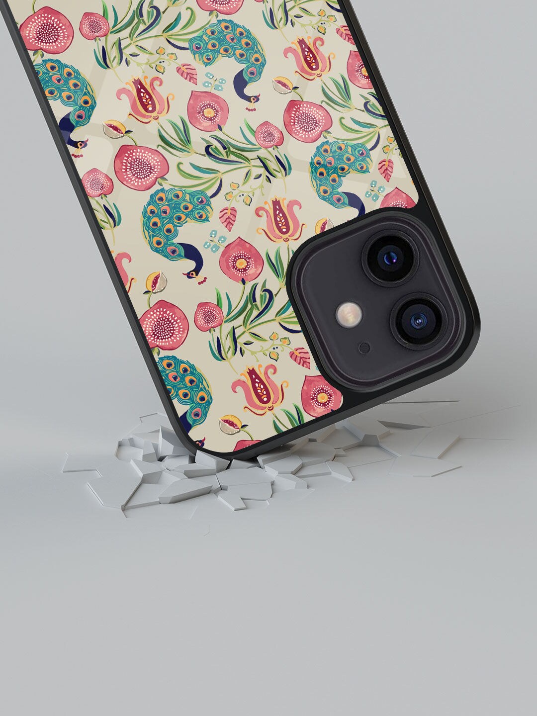 

macmerise Floral Design iPhone 12 Back Case, Beige