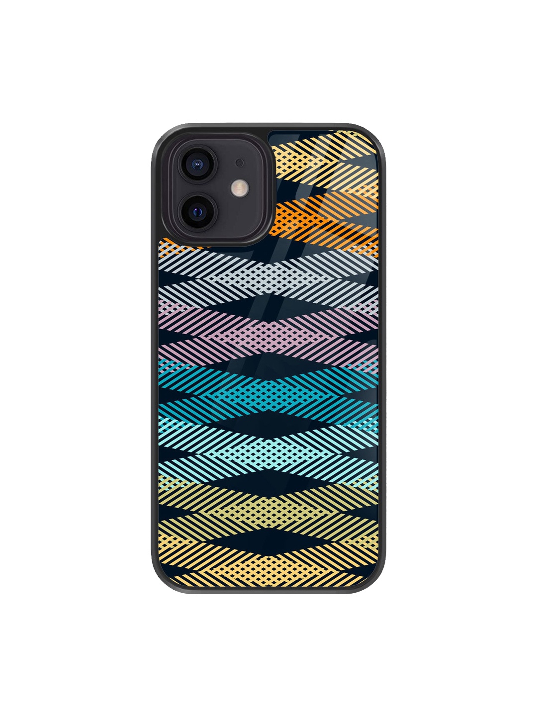 

macmerise Intertwined Design iPhone 12 Mobile Glass Case, Black