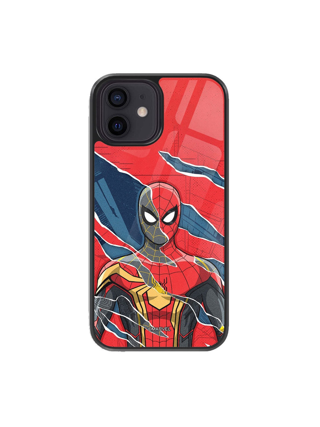 

macmerise All 3 Spidey Design iPhone 12 Mobile Glass Case, Red
