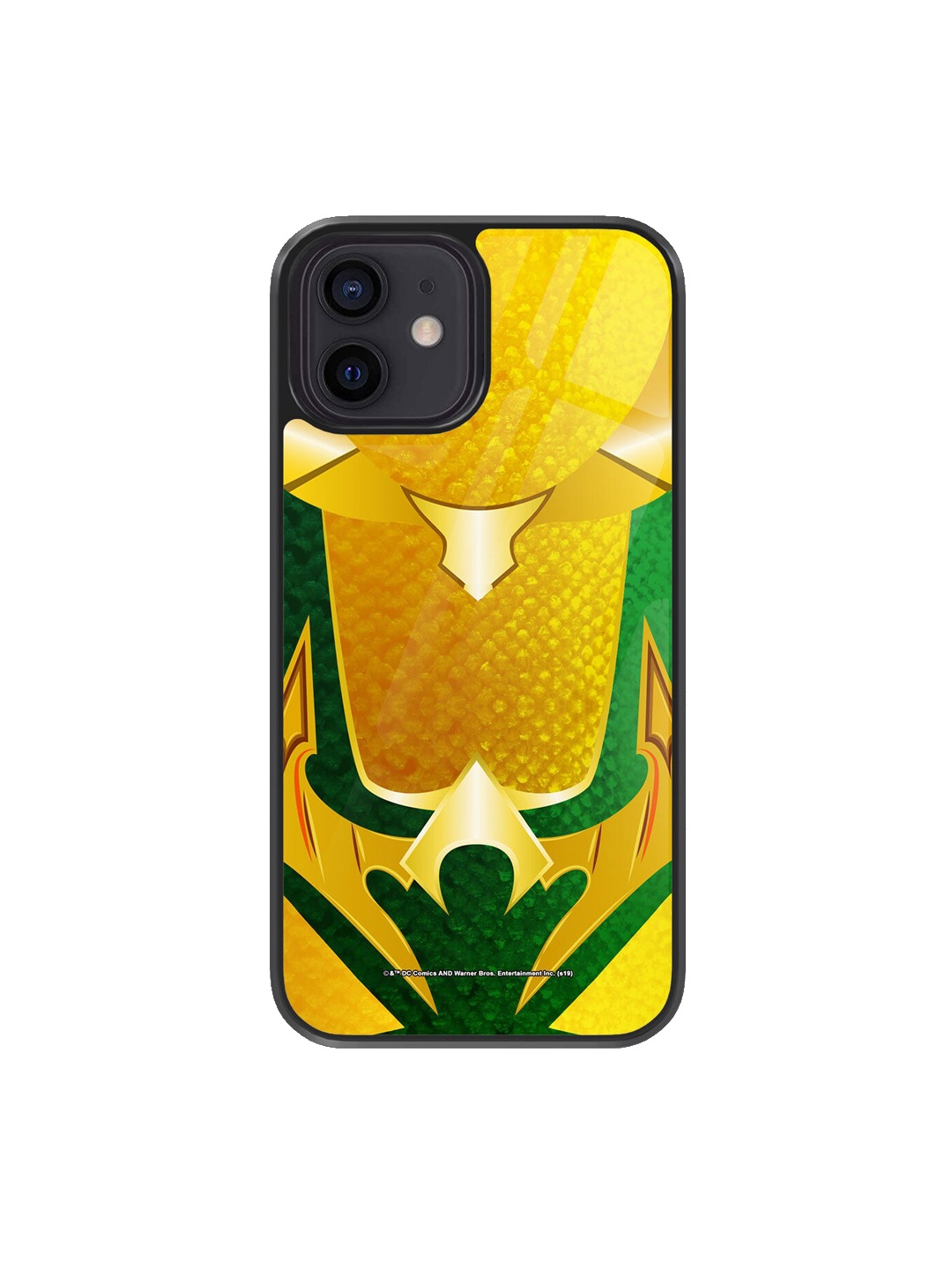 

macmerise Printed Suit Up Aquaman Design iPhone 12 Glass Back Case, Yellow