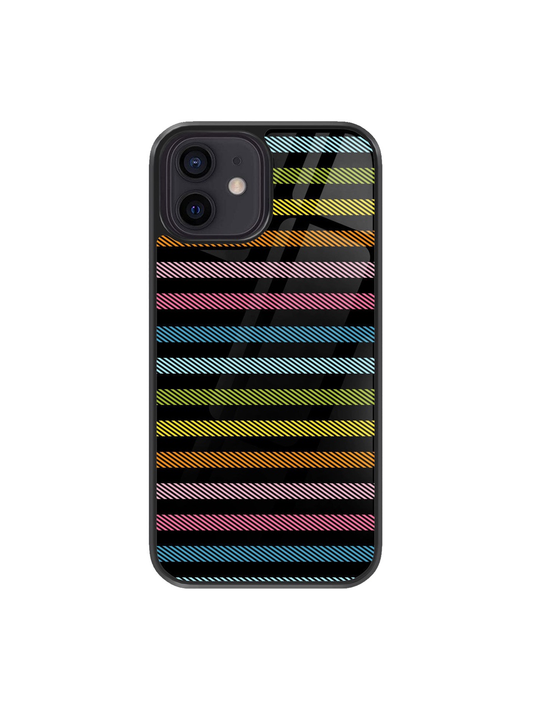 

macmerise Stripes All The Way Design iPhone 12 Back Case, Black