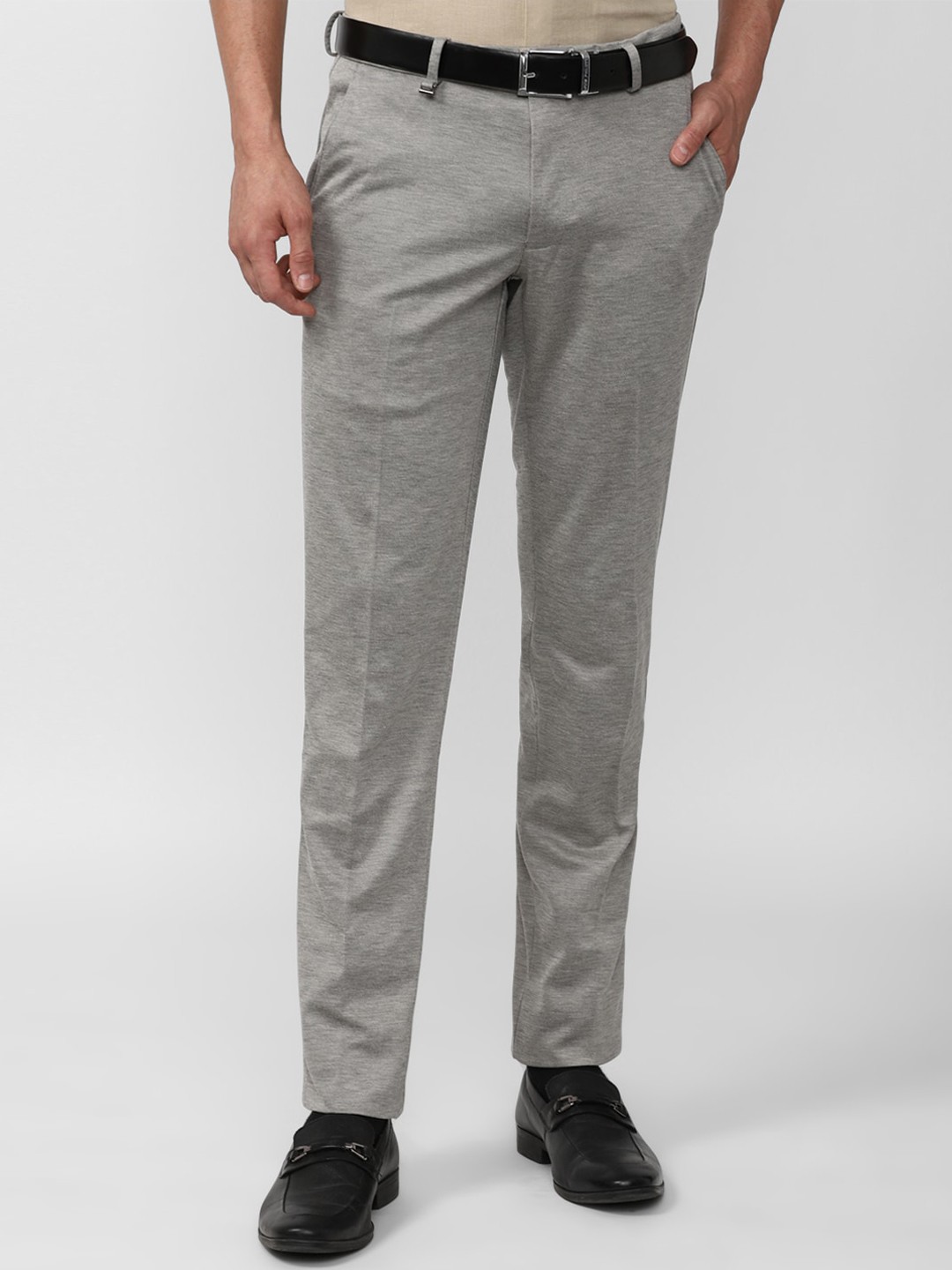 

Van Heusen Men Mid-Rise Textured Slim Fit Formal Trousers, Grey
