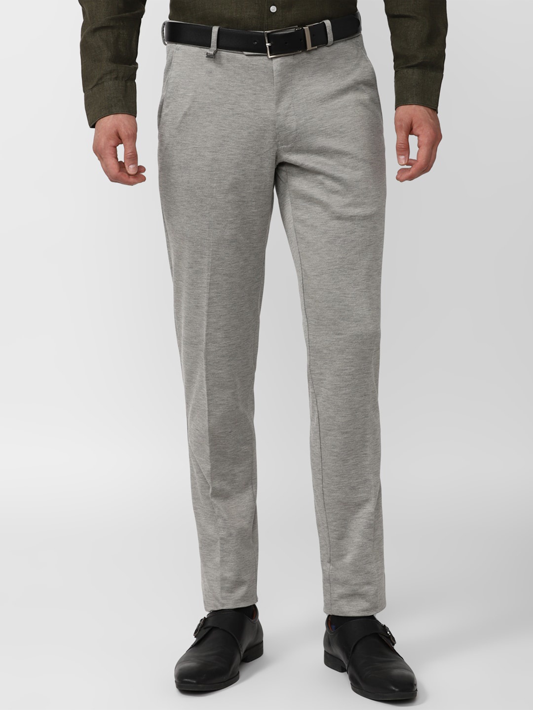 

Van Heusen Men Mid-Rise Textured Slim Fit Formal Trousers, Grey