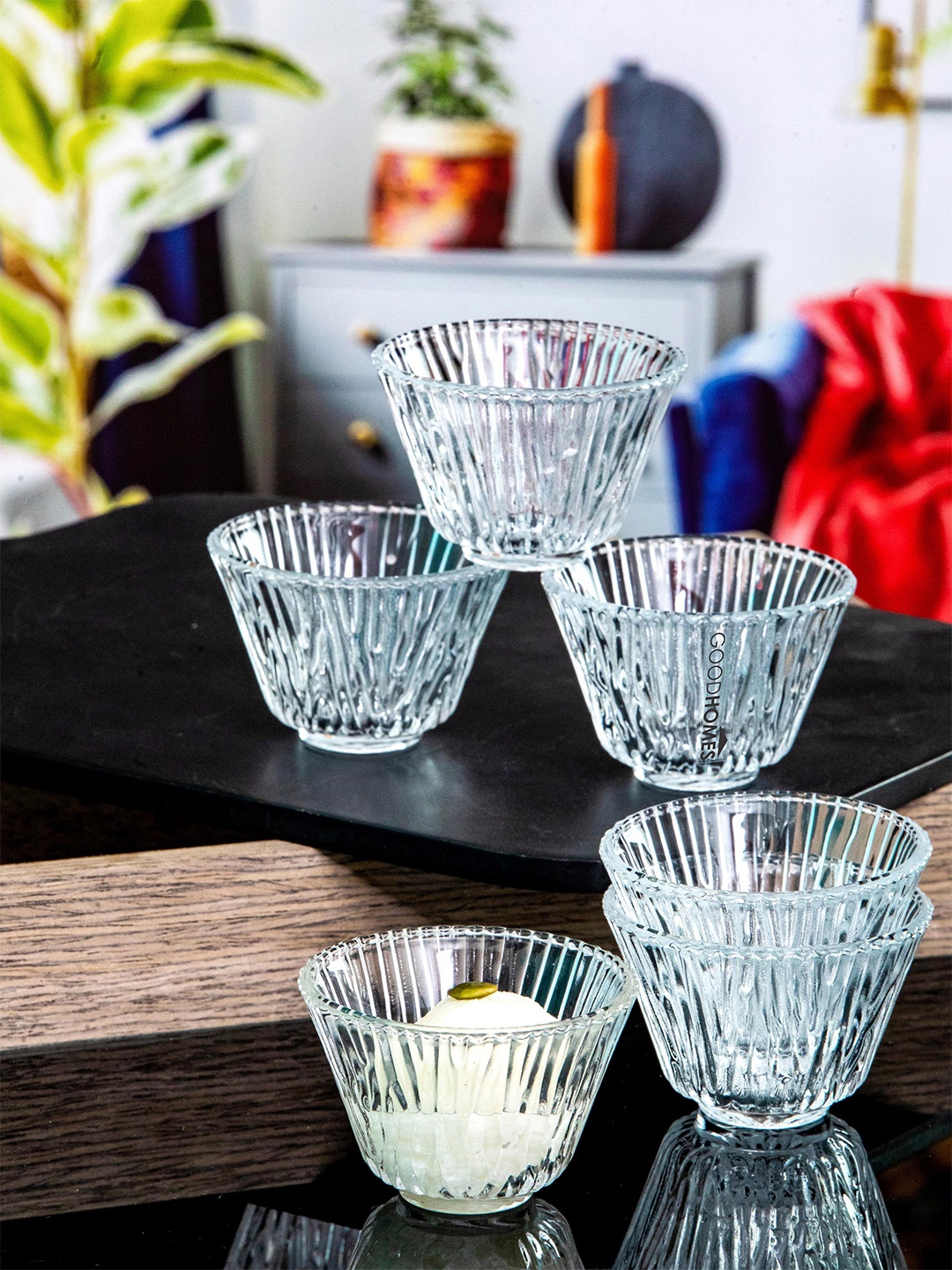

GOODHOMES Transparent 6 Pieces Textured Glass Bowls