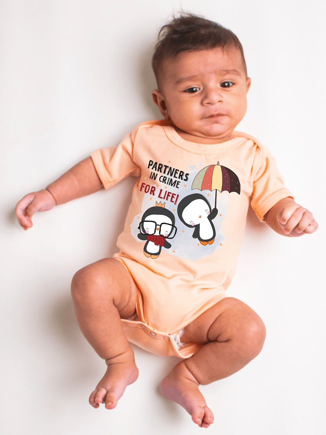 

KNITROOT Infants Printed Cotton Bodysuit, Peach