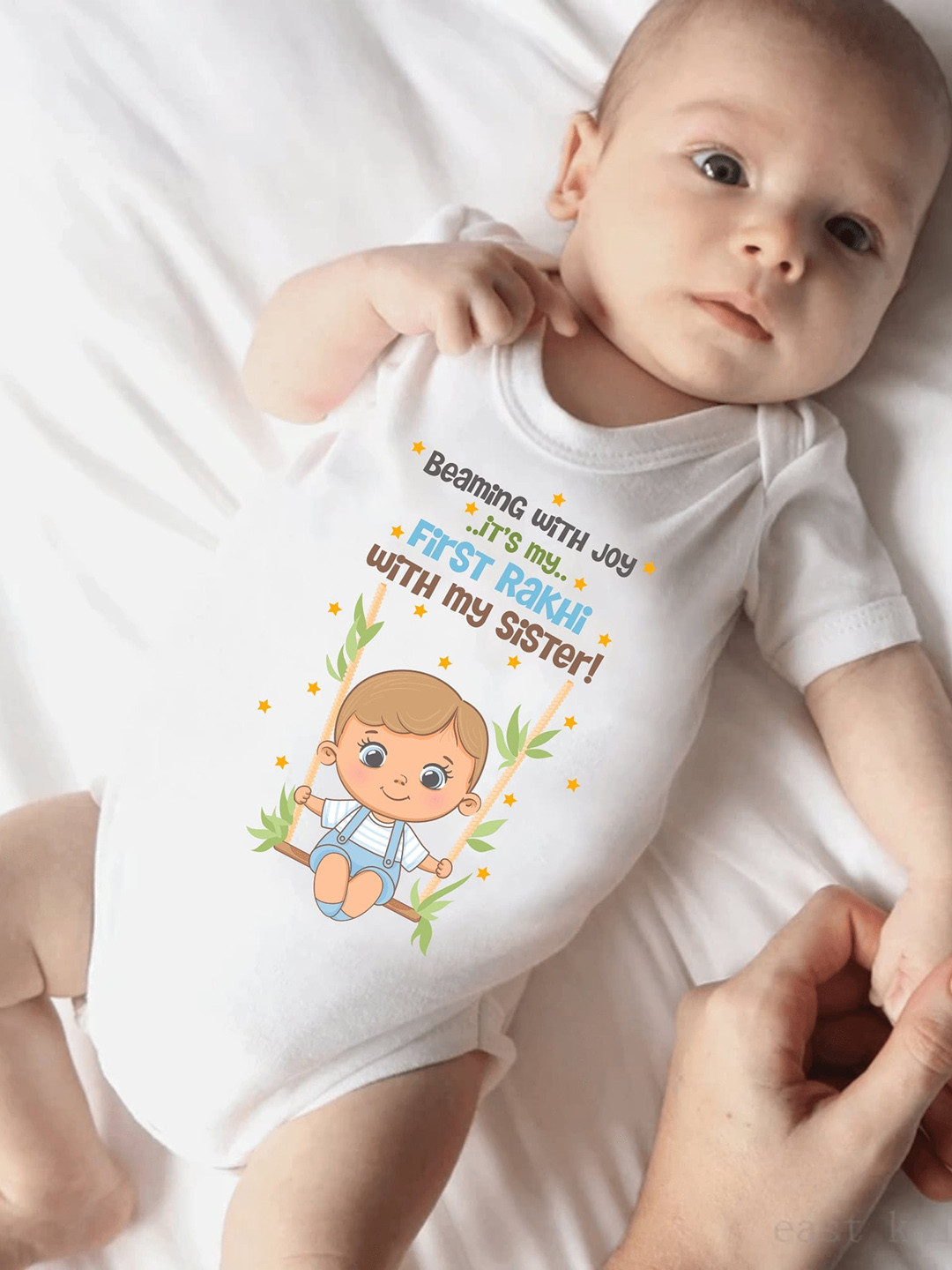 

KNITROOT Infant Kids Printed Cotton Bodysuit, White