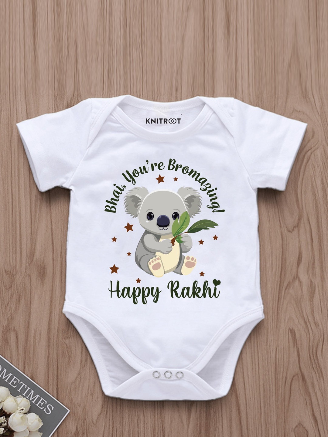 

KNITROOT Infant Kids Printed Cotton Bodysuit, White