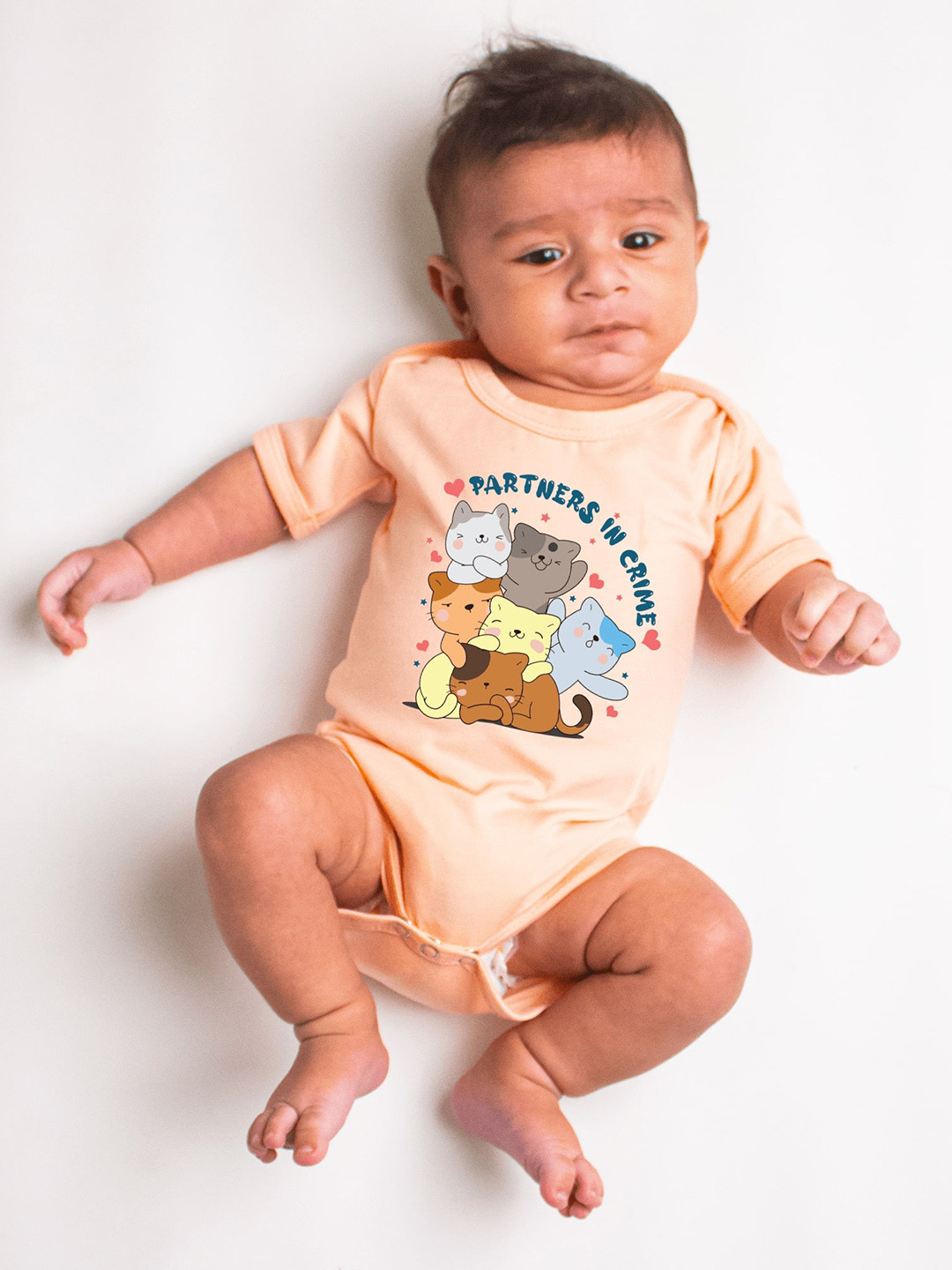 

KNITROOT Infant Kids Printed Cotton Bodysuit, Peach