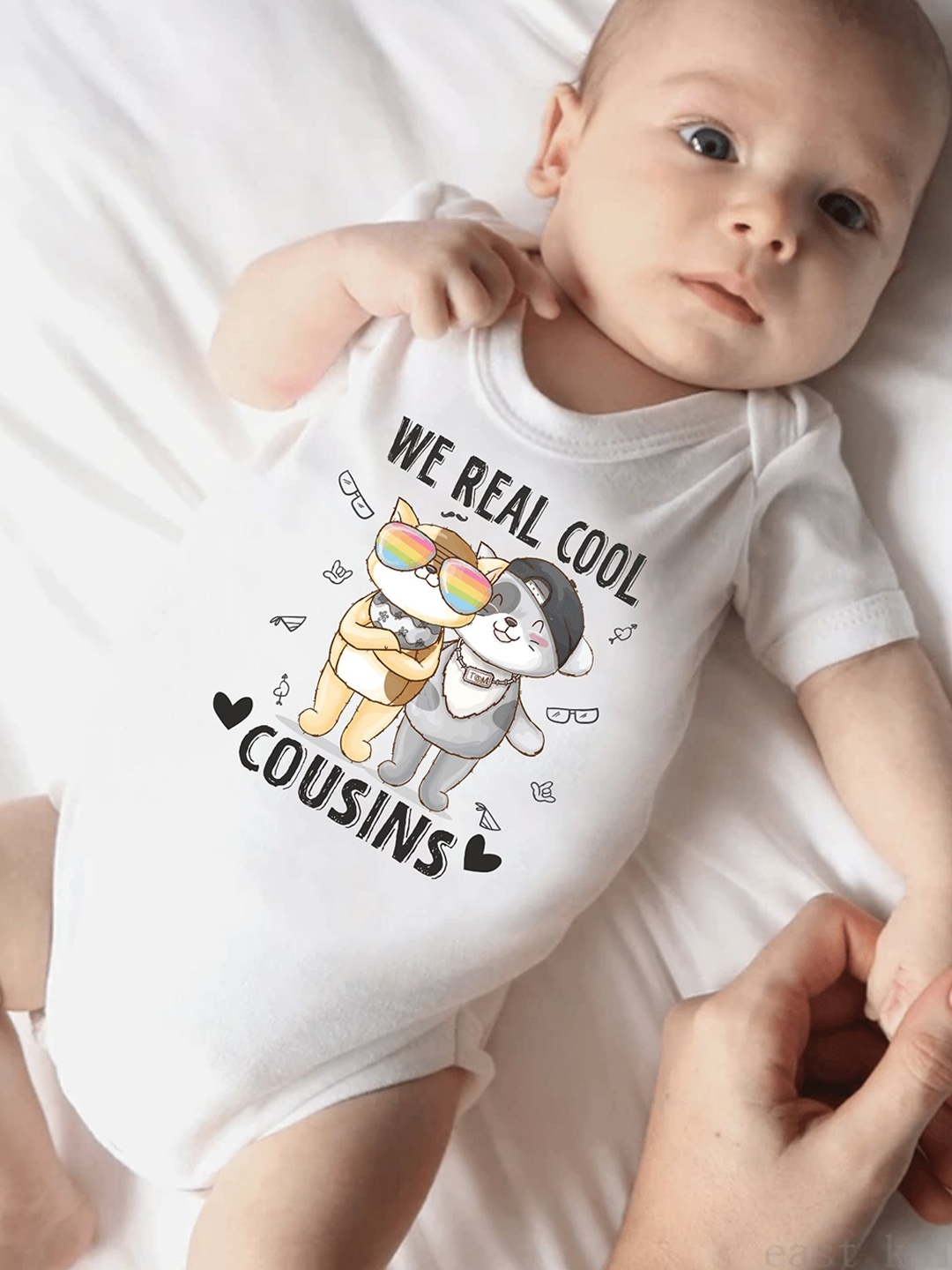 

KNITROOT Infant Kids Printed Cotton Bodysuit, White