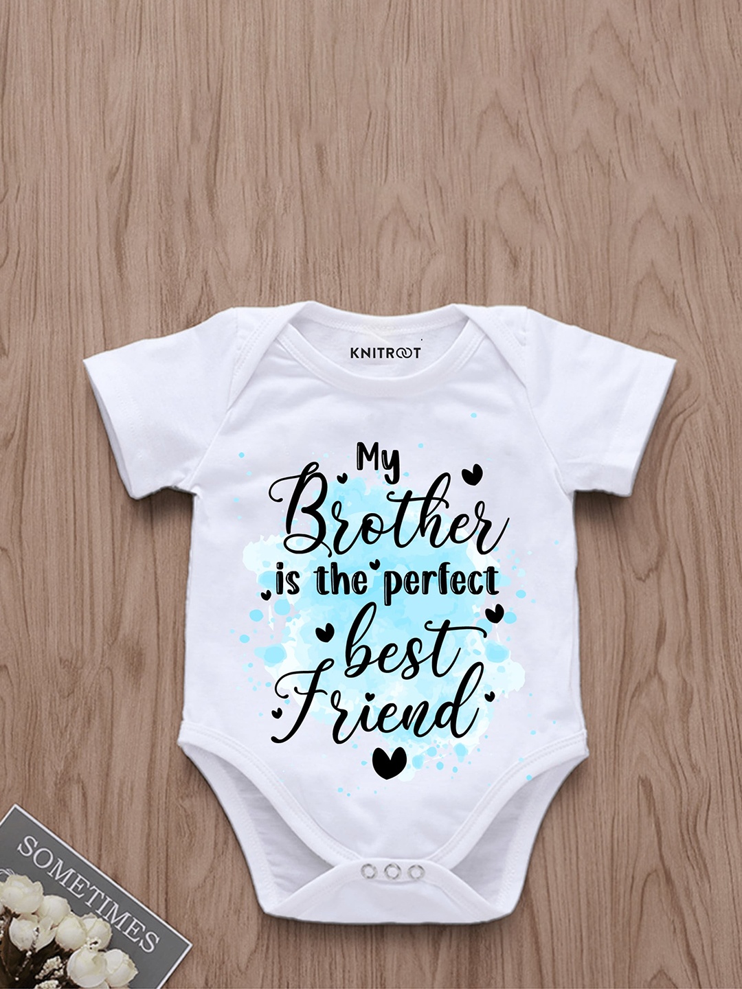 

KNITROOT Infant Kids Printed Cotton Bodysuit, White