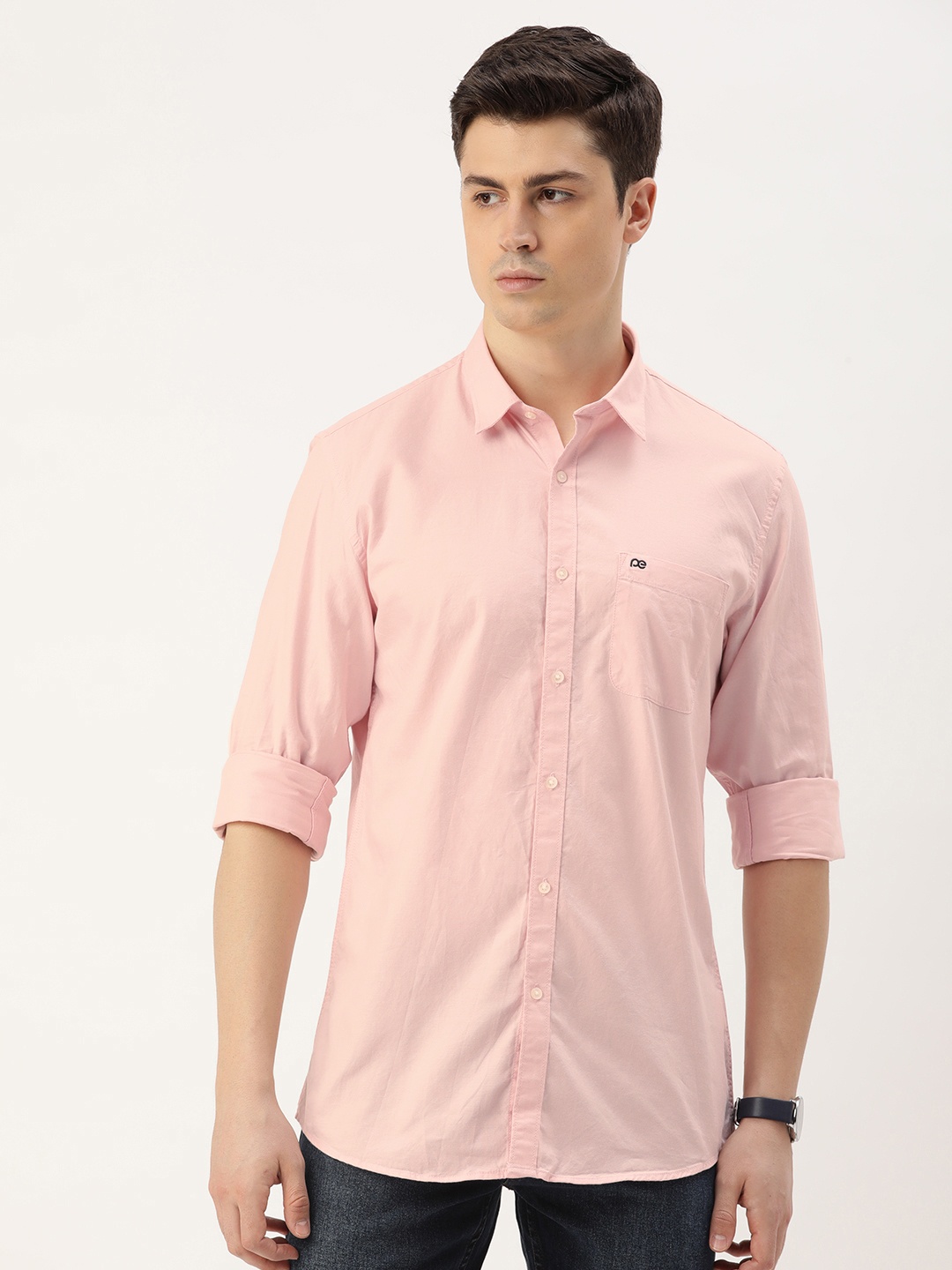 

Peter England Men Slim Fit Opaque Pure Cotton Casual Shirt, Pink