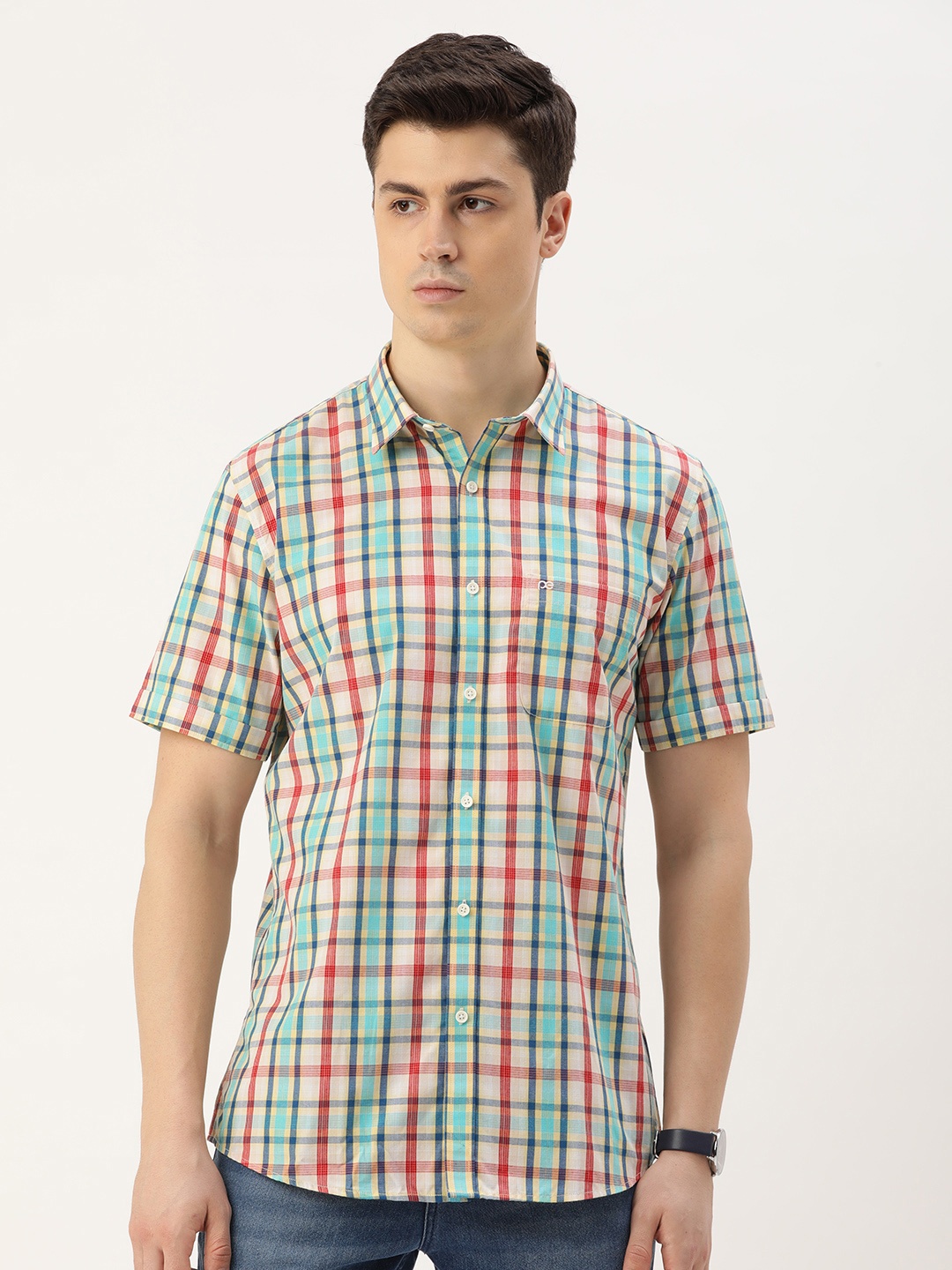 

Peter England Men Slim Fit Opaque Checked Casual Shirt, Multi