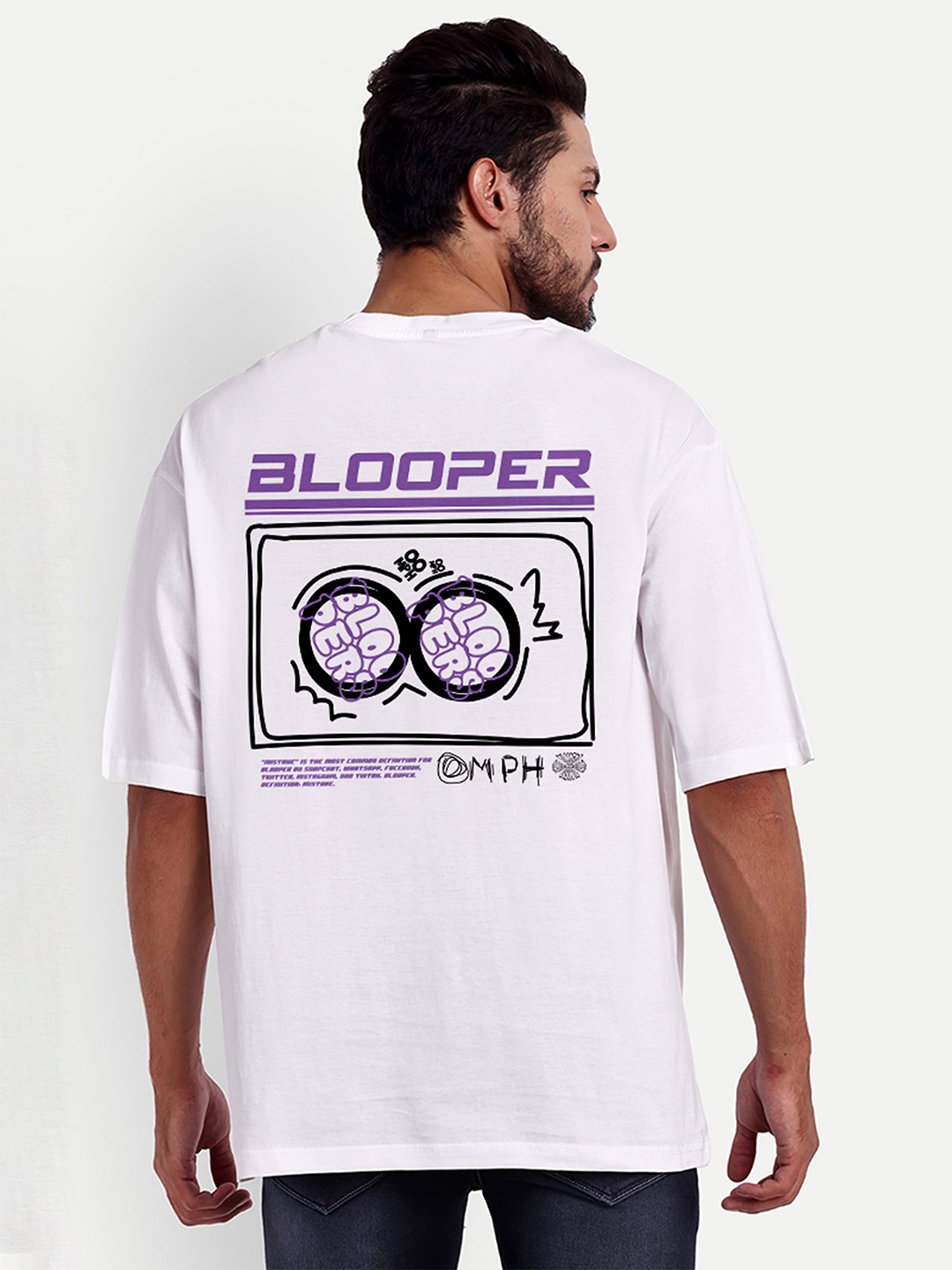 

Bloopers Store Men White Printed Loose T-shirt