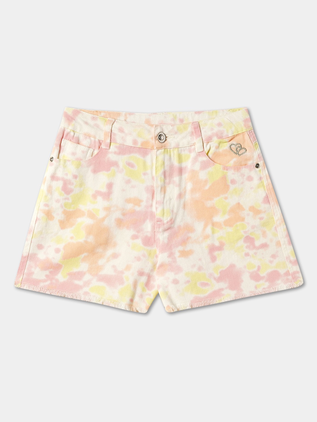 

R&B Girls Abstract Printed Cotton Shorts, White