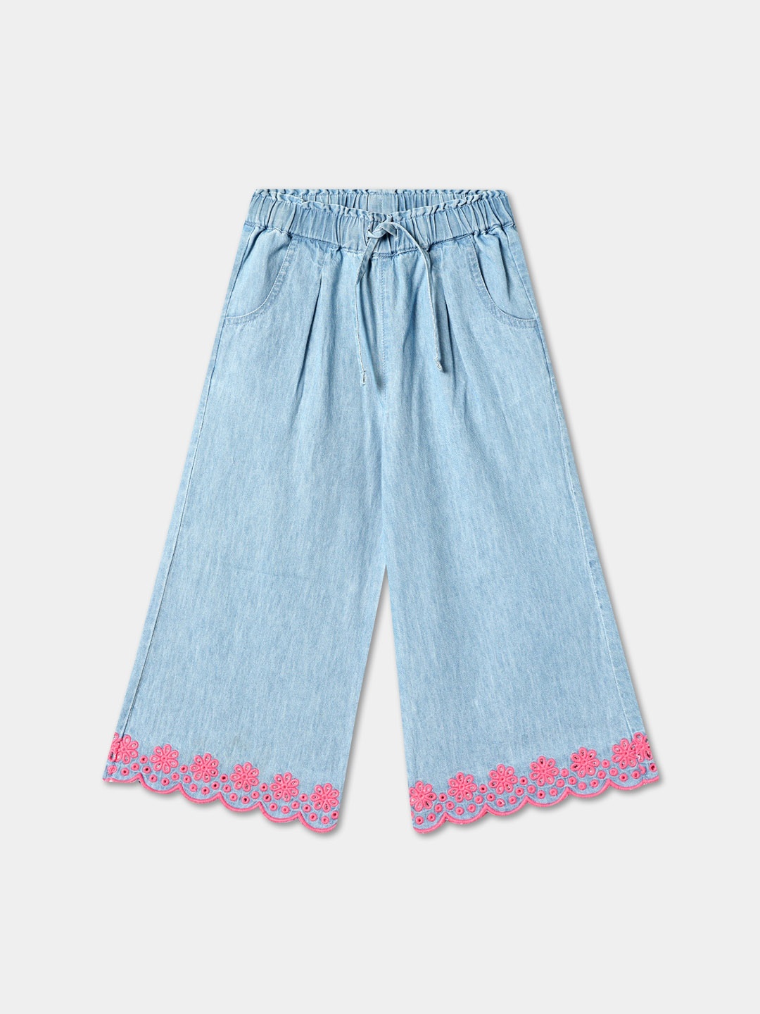 

R&B Girls Clean Look Non Stretchable Embroidered Cotton Jeans, Blue
