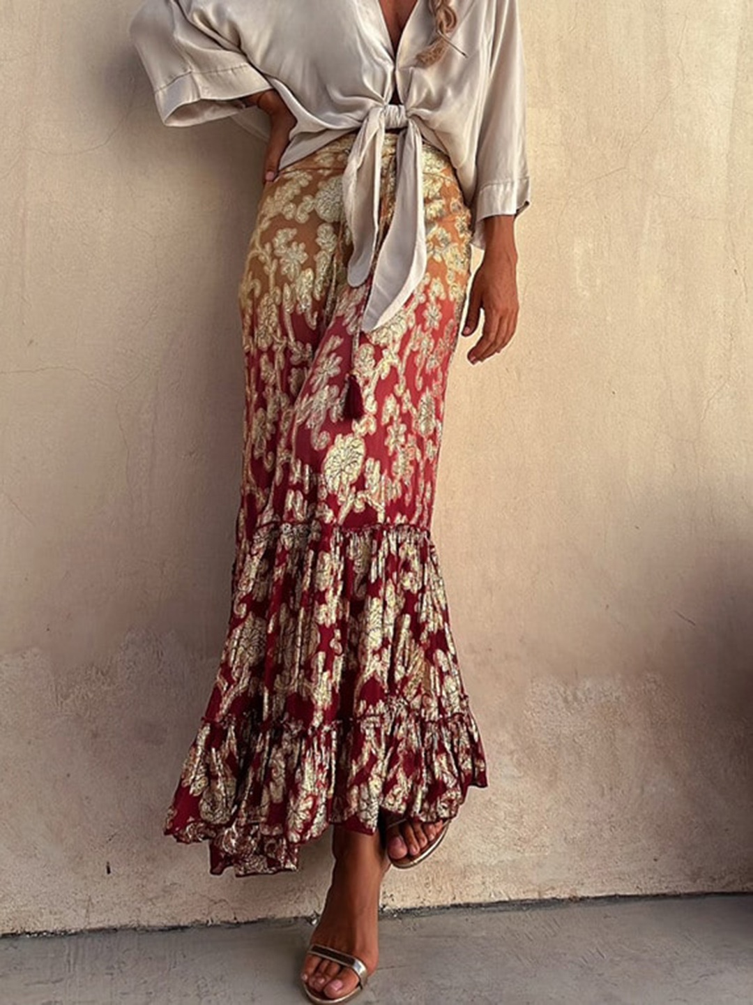 

StyleCast Women Floral Printed Pencil Maxi Skirt, Maroon