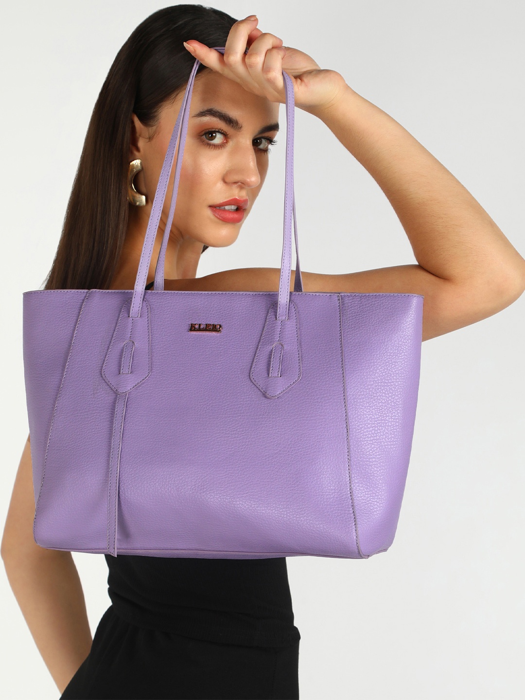 

KLEIO Vegan Zipper Tote Bag wirh Laptop Compartment(14"Sleek), Purple