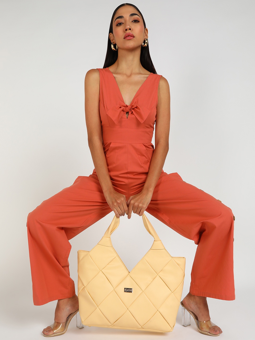 

KLEIO Vegan Large Weaved Tote Bag, Cream