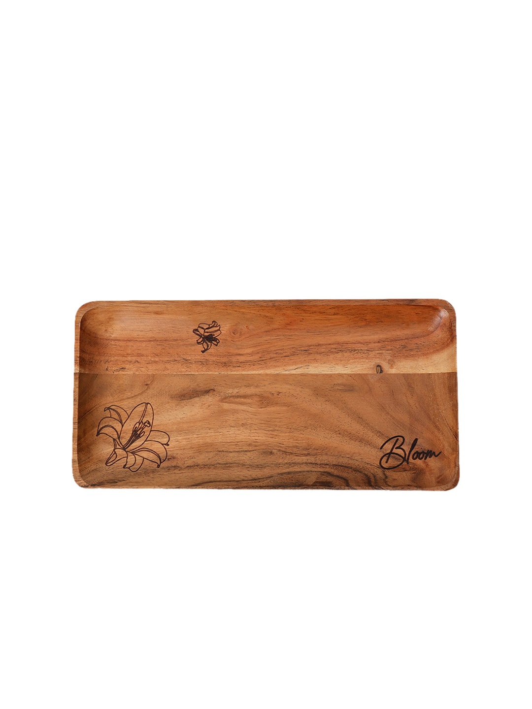 

CASA DECOR Rustic Bloom Brown Wooden Serving Tray