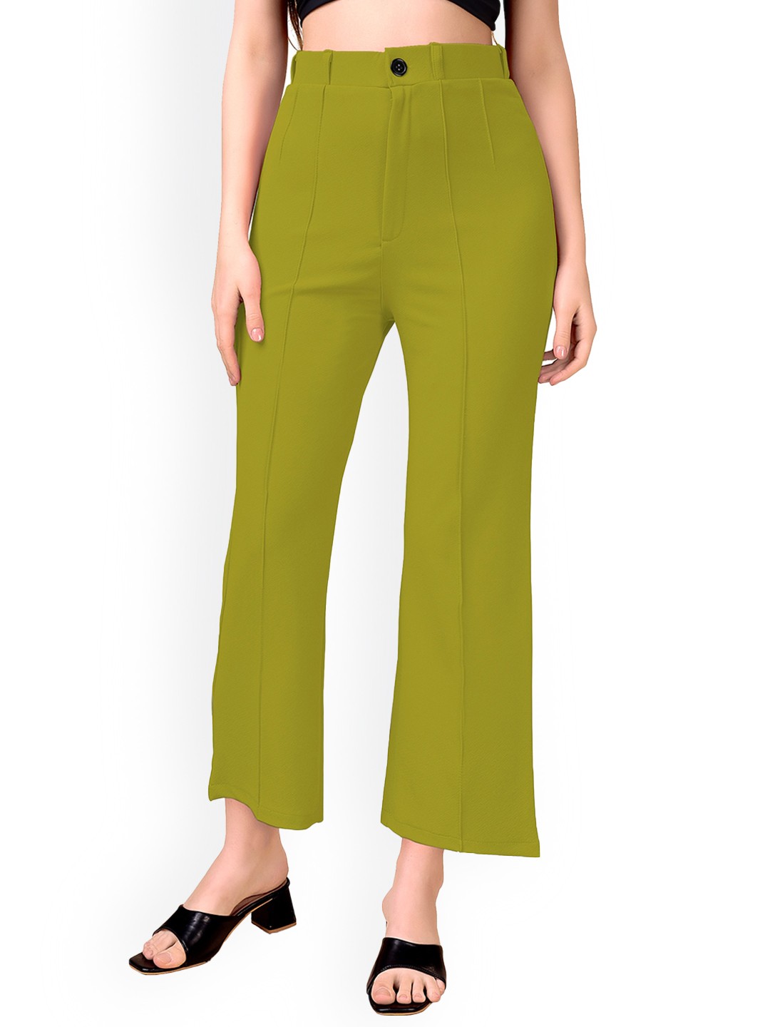 

WESTHOOD Women Smart High-Rise Wrinkle Free Bootcut Trousers, Olive