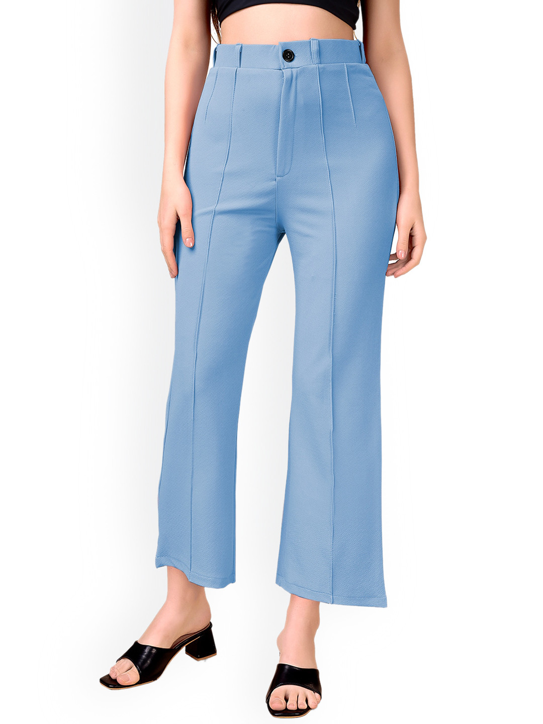 

WESTHOOD Women Smart High-Rise Wrinkle Free Trousers, Turquoise blue