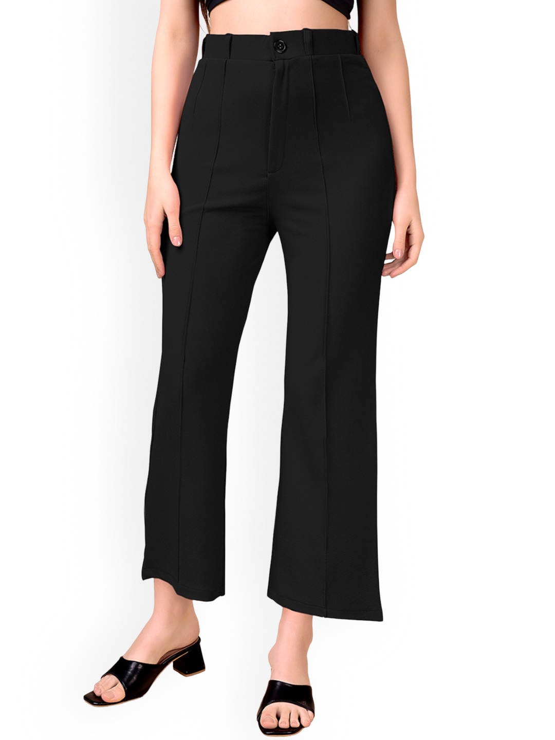 

WESTHOOD Women Smart High-Rise Wrinkle Free Pleated Trousers, Black