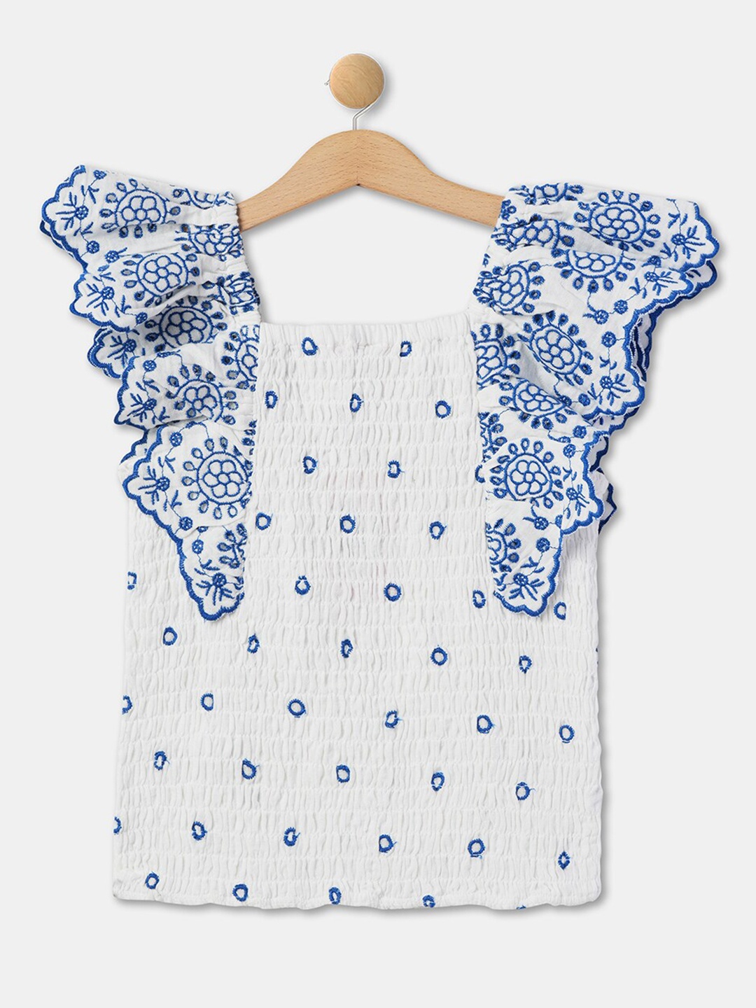 

R&B White Floral Print Cotton Top