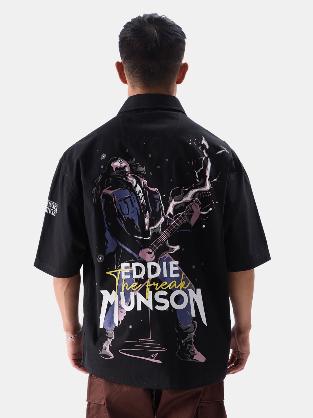 

The Souled Store Men Black Relaxed Boxy Opaque Oversized Shirt