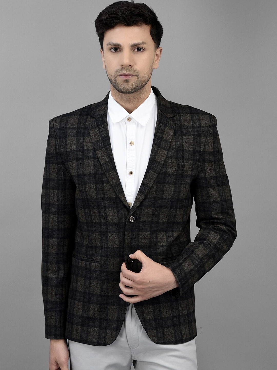 

Canary London Checked Single Breasted Slim Fit Blazer, Brown